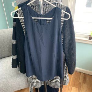 Navy Sleeveless Blouse with Cross Back Detail